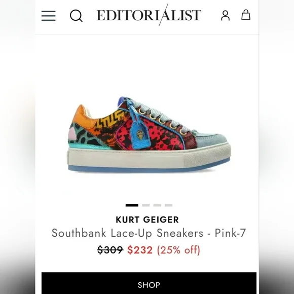 Kurt Geiger LondonSouthbank Tag patchwork lace-up sneakers. Size 38 - US 7.5 - Picture 9 of 11